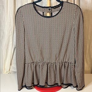 Zara Houndstooth Peplum Top, Size S